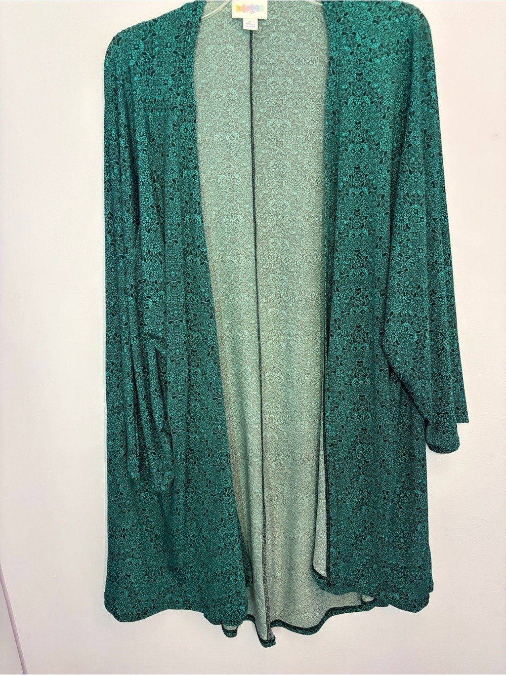 LuLaRoe Teal  Printed Jacket,EUC,Size L - Picture 6 of 11